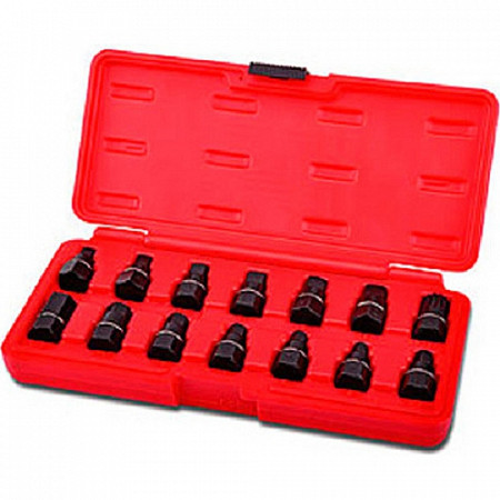 На картинке изображен Набор головок для маслосливных пробок Toptul JGAI1403 Набор головок для маслосливных пробок Toptul JGAI1403
