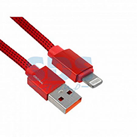 USB кабель Rexant для iPhone 5/6/7/8/X ткань плоский 1М red 18-1968-9