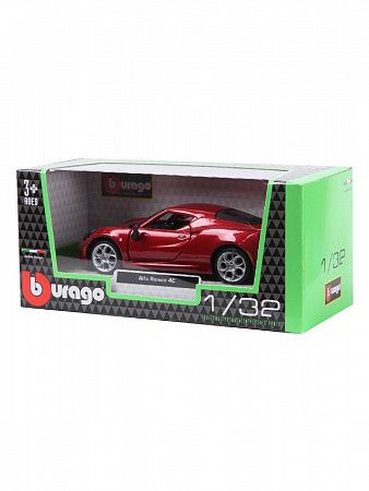 На картинке изображен Машинка Bburago 1:32 Alfa Romeo 4C (18-43037) red Машинка Bburago 1:32 Alfa Romeo 4C (18-43037) red