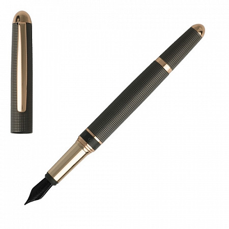Перьевая ручка Hugo Boss Fountain pen Framework Grid Gun Black Gold HSW8872D