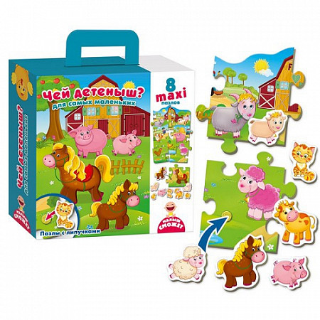 Пазлы с липучками Vladi Toys Чей детеныш VT2907-01