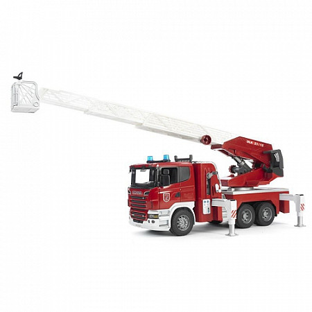 Игрушка Bruder Пожарная машина Scania с выдвижной лестницей и помпой с модулем со световыми и звуковыми эффектами 03-590