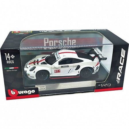 Машинка Bburago 1:43 Porsche 911 RSR (18-38302) white