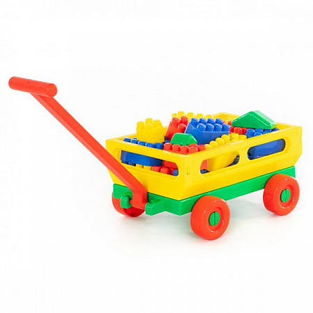 Игровой набор Полесье Тележка с ручкой №2 и Конструктор Беби 34 элемента 46871