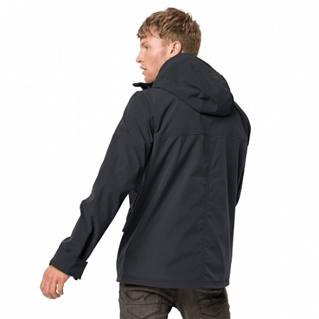 На картинке изображен Ветрозащитная куртка мужская Jack Wolfskin Desert Wind Jacket M phantom Ветрозащитная куртка мужская Jack Wolfskin Desert Wind Jacket M phantom