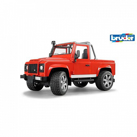 На картинке изображен Игрушка Bruder Внедорожник-пикап Land Rover Defender 02-591 Игрушка Bruder Внедорожник-пикап Land Rover Defender 02-591