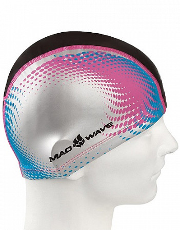 Шапочка для бассейна (плавания) взрослая Mad Wave PU Coated Dots blue