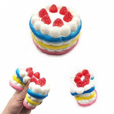 На картинке изображен Игрушка-антистресс Portative Squishy Торт-радуга SQW - 30 Игрушка-антистресс Portative Squishy Торт-радуга SQW - 30
