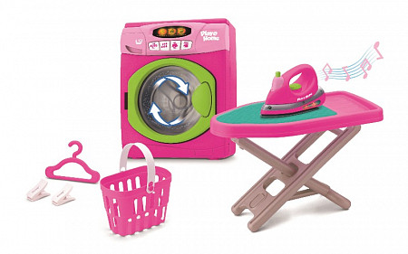 Игрушка Keenway Игровой набор "Прачечная" (стиральная машинка гладильная доска утюг корзина для белья) 21671