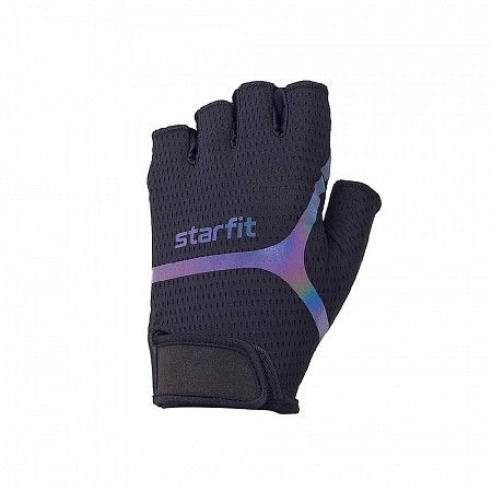 На картинке изображен Перчатки для фитнеса Starfit WG-103 black/reflective Перчатки для фитнеса Starfit WG-103 black/reflective