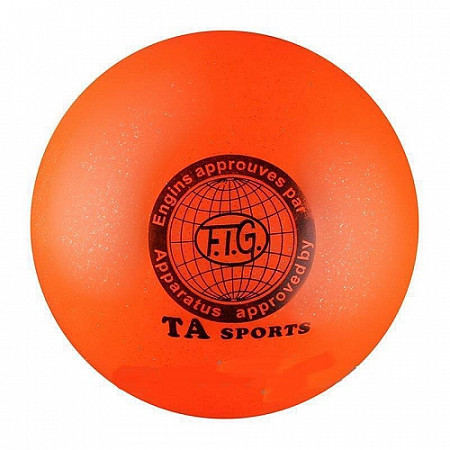 Мяч для художественной гимнастики Indigo d15 300 гр с блестками orange
