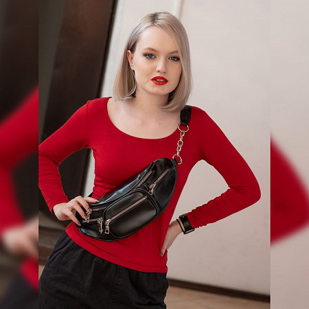 На картинке изображен Поясная сумка женская Ors Oro OMS-0154 black Поясная сумка женская Ors Oro OMS-0154 black