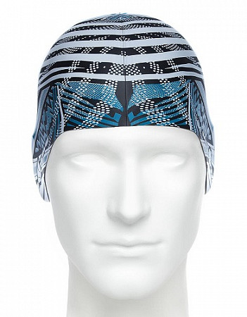 Шапочка для бассейна (плавания) взрослая Mad Wave Silicone Printed Stripes blue