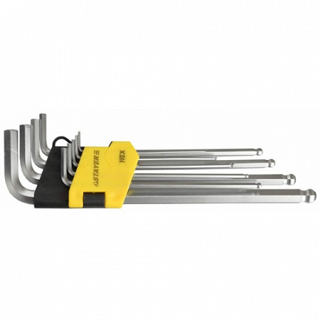 Набор шестигранных ключей Stayer 1,5-10 мм, 9 предметов, длинные, Cr-V 2741-H9
