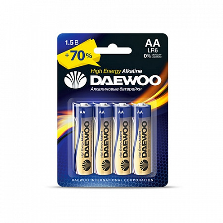 Батарейка Daewoo High Energy Alkaline AA LR6 1,5V BL-4шт 4895205006812