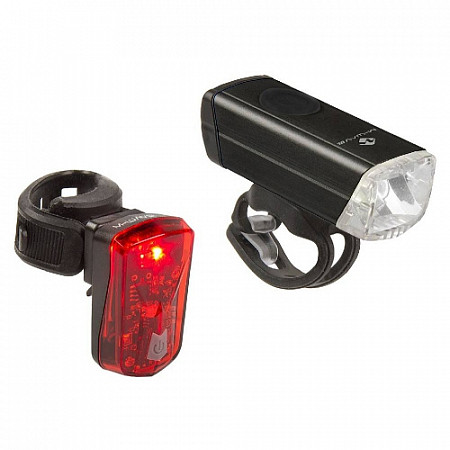 На картинке изображен Фара передняя + фонарь задний M-Wave Atlas 20 USB 5-221092 Фара передняя + фонарь задний M-Wave Atlas 20 USB 5-221092