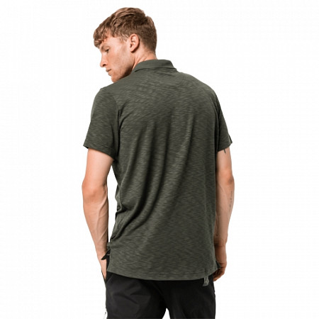 Рубашка поло мужская Jack Wolfskin Travel Polo Men dark moss