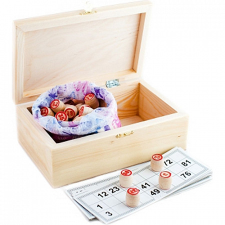 На картинке изображен Лото бочонок деревянный в деревянной шкатулке Лото бочонок деревянный в деревянной шкатулке