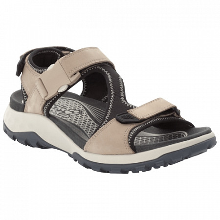 На картинке изображен Сандалии женские Jack Wolfskin Rocky Path Lt Sandal W sand / black Сандалии женские Jack Wolfskin Rocky Path Lt Sandal W sand / black