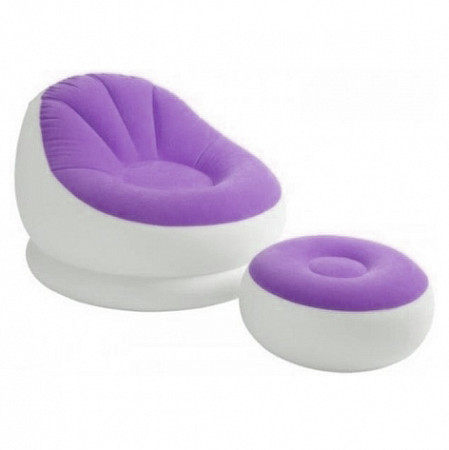 Надувное кресло с пуфиком Intex 68572NP purple