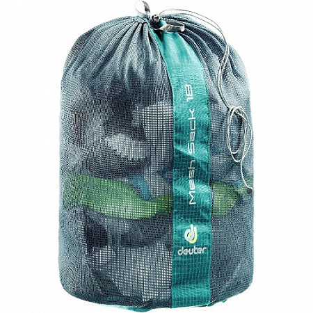 На картинке изображен Упаковочный мешок Deuter Mesh Sack 18 3941316-3026 petrol (2021) Упаковочный мешок Deuter Mesh Sack 18 3941316-3026 petrol (2021)