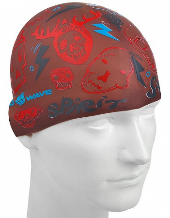 Шапочка для бассейна (плавания) взрослая Mad Wave Silicone Printed Street brown