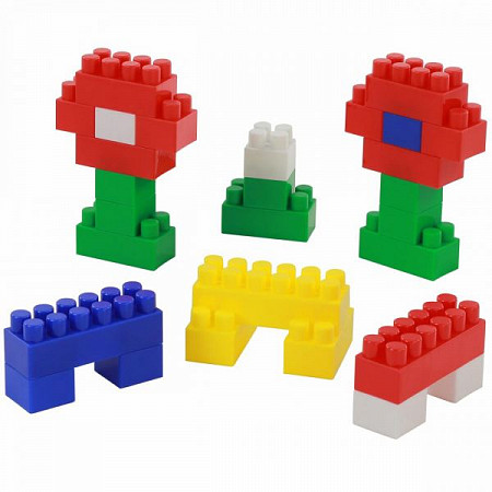 На картинке изображен Конструктор Полесье Строитель 60 элементов в контейнере 50465 Конструктор Полесье Строитель 60 элементов в контейнере 50465