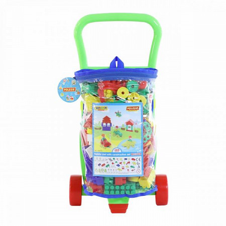 Игровой набор Полесье Тележка Caddie и Конструктор Строитель 160 элементов 54470