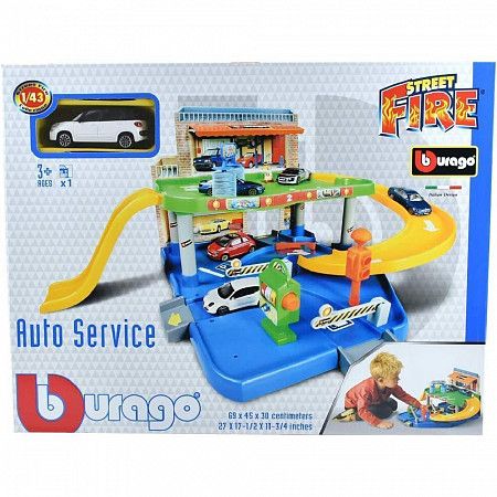Игровой набор Bburago Street Fire 2-х уровневый автосервис Auto Service (18-30039)