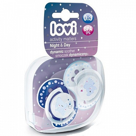 Пустышка силиконовая LOVI Night&Day симметричной формы, динамическая, 0-3 мес., 2 шт. (22/809boy)