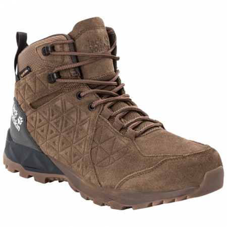 На картинке изображен Ботинки мужские Jack Wolfskin Cascade Hike Lt Texapore Mid M dark wood / phantom Ботинки мужские Jack Wolfskin Cascade Hike Lt Texapore Mid M dark wood / phantom
