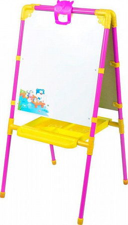 Мольберт Nika двусторонний с пластмассовой азбукой, с большим пеналом сиреневый М1