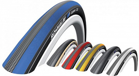 На картинке изображен Покрышка Schwalbe Lugano 28" 700x23C BlackBlue 130TPI 163213033 Покрышка Schwalbe Lugano 28" 700x23C BlackBlue 130TPI 163213033