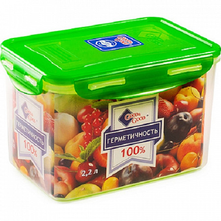 Прямоугольный пищевой контейнер Good&Good 2,2 л 3-3/LIDCOL