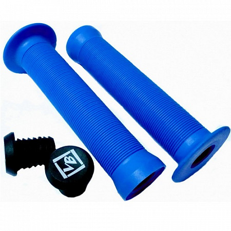 На картинке изображен Грипсы Velo VLG-411 с заглушками VLP-15-7 blue ZTB98443 Грипсы Velo VLG-411 с заглушками VLP-15-7 blue ZTB98443
