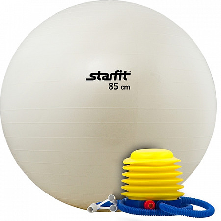 Мяч гимнастический, для фитнеса (фитбол) с насосом Starfit GB-102 85 см white, антивзрыв