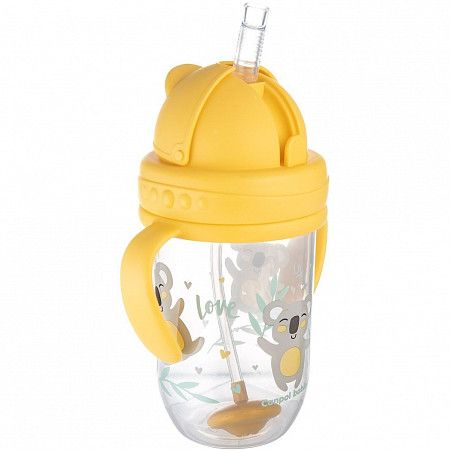 Поильник непроливающий Canpol babies Exotic Animals с трубочкой и утяжелителем 270 мл 6+ (56/606_yel) yellow