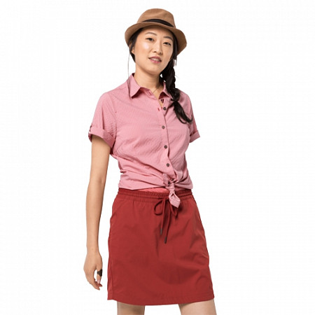 На картинке изображен Рубашка женская Jack Wolfskin Matata Shirt W rose quartz checks Рубашка женская Jack Wolfskin Matata Shirt W rose quartz checks