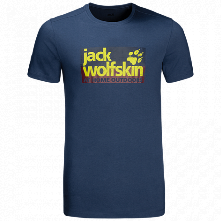 На картинке изображен Футболка мужская Jack Wolfskin Logo T M dark indigo Футболка мужская Jack Wolfskin Logo T M dark indigo