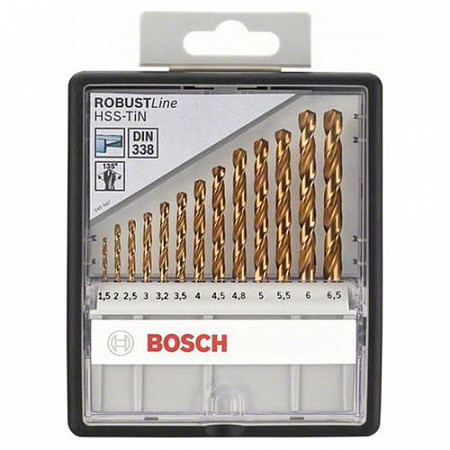 Набор сверл по металлу Bosch Robust Line HSS-TiN (13 штук) 2607010539