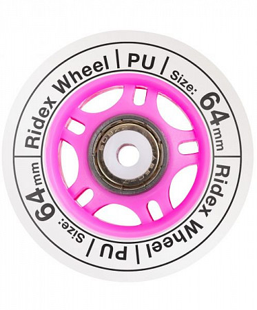 Комплект колес для роликов с подшипниками Ridex 64 мм white/pink