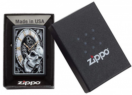 Зажигалка Zippo Skull Clock 29854 black matte