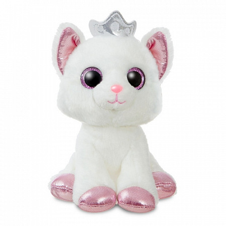 Мягкая игрушка Aurora Белый котик с короной 18 см 60876