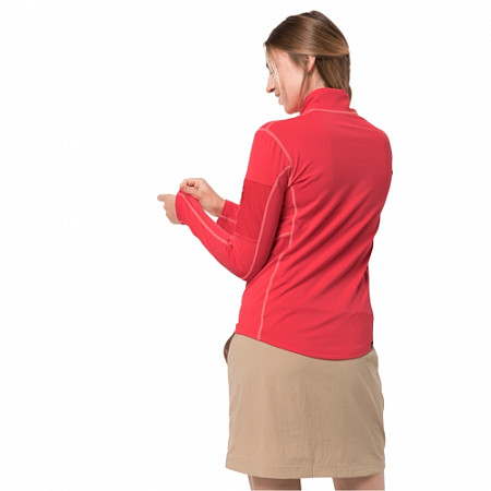 Рубашка с длинными рукавами женская Jack Wolfskin Performance Halfzip W tulip red