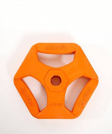 Диск обрезиненный с хватами Starfit BB-205 2,5 кг orange