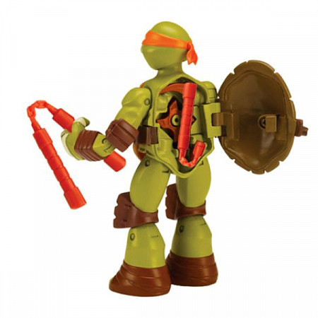 На картинке изображен Фигурка Playmates Черепашки-ниндзя Микеланджело с боевым панцирем 91220 91224 Фигурка Playmates Черепашки-ниндзя Микеланджело с боевым панцирем 91220 91224