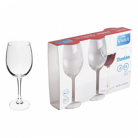 На картинке изображен Набор бокалов Vintia для вина, 3 шт., 250 мл, серия Ilusion V050440 Набор бокалов Vintia для вина, 3 шт., 250 мл, серия Ilusion V050440