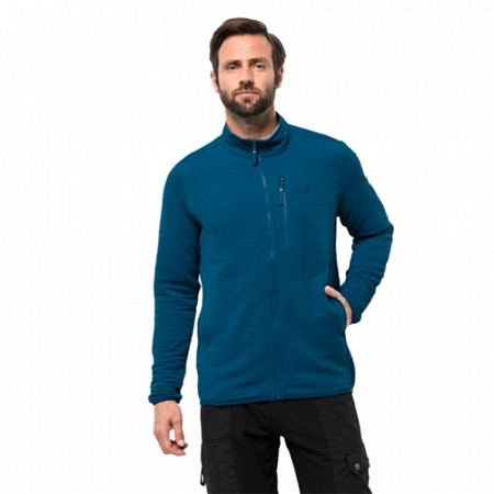 На картинке изображен Джемпер мужский Jack Wolfskin Modesto Jacket Men glacier blue Джемпер мужский Jack Wolfskin Modesto Jacket Men glacier blue