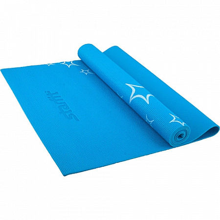 Гимнастический коврик для йоги, фитнеса с рисунком Starfit FM-102 PVC blue (173x61x0,5)
