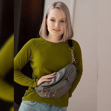 На картинке изображен Поясная сумка женская Ors Oro OMS-0154 grey Поясная сумка женская Ors Oro OMS-0154 grey